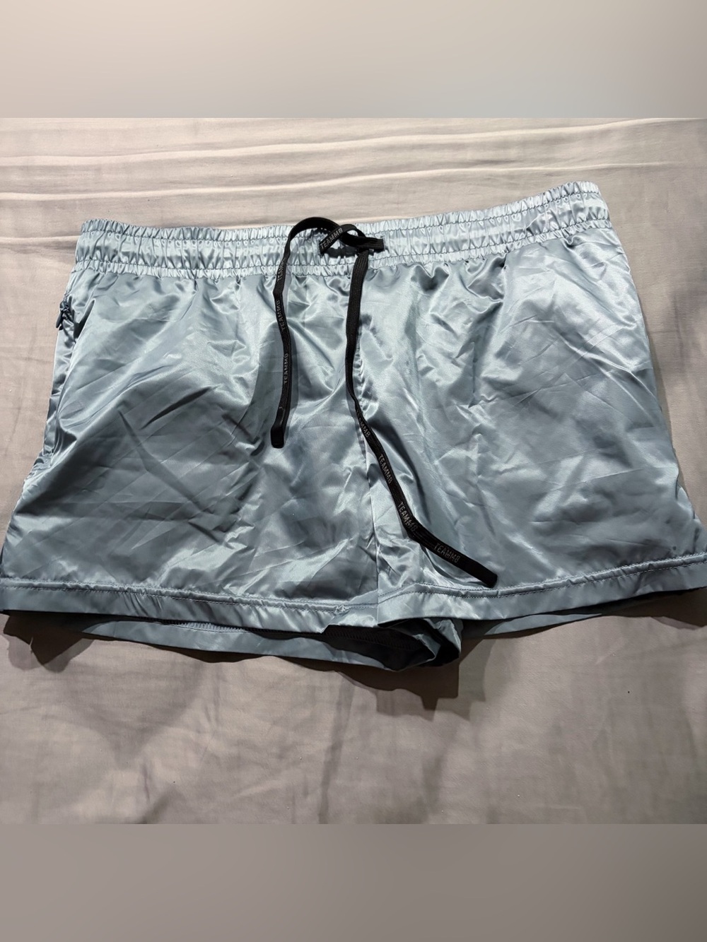 Size M Medium men teamm8 metallic silver blue swimsuit swim trunks shorts